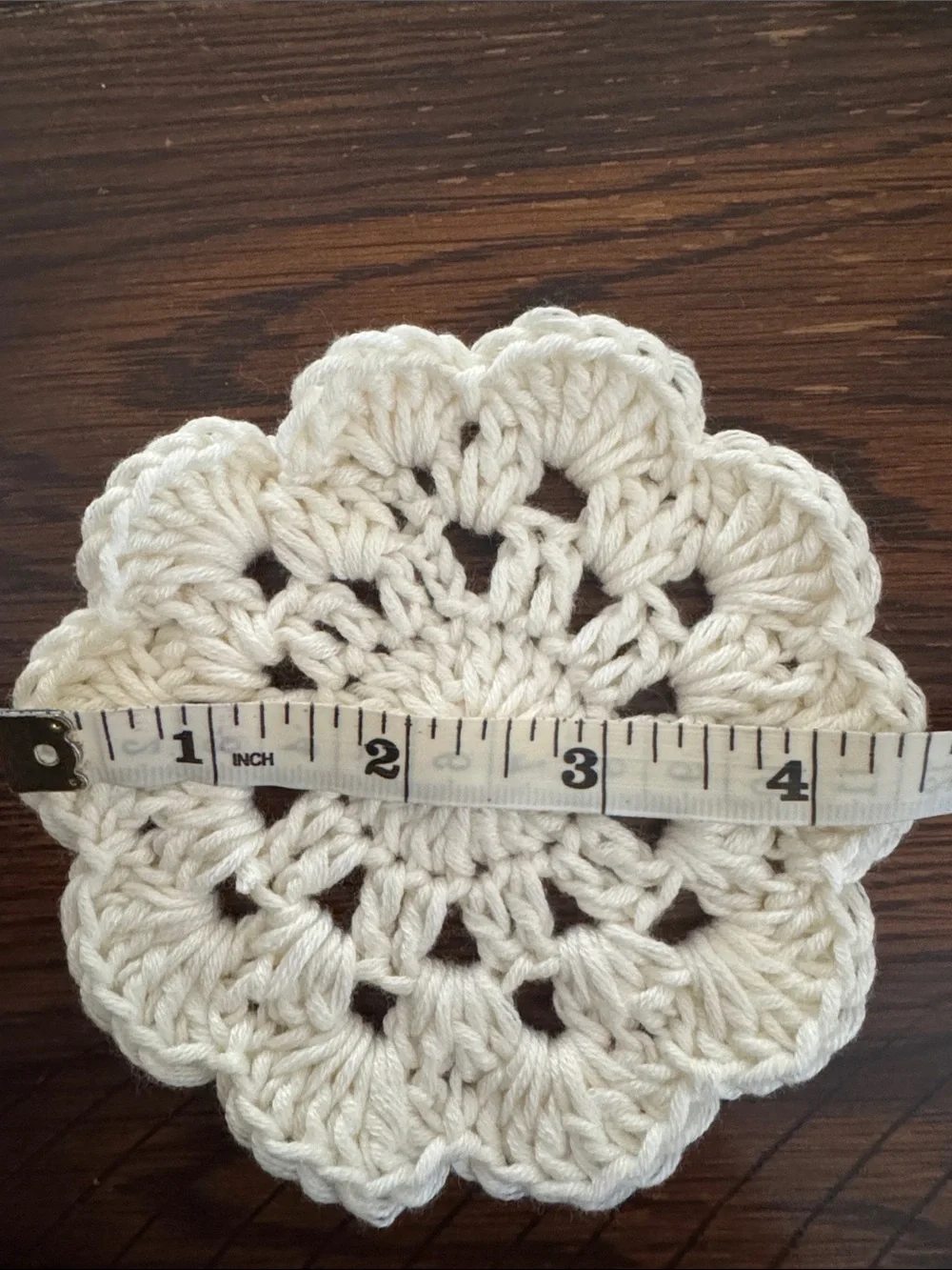 Handmade Cream Crochet Dinner Coasters - Set of 4